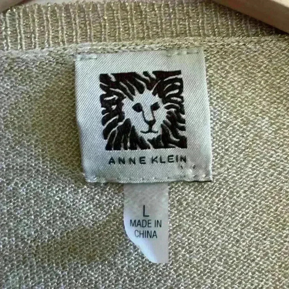 Anne Klein Sweater | Taupe with Gold Threading | Large EUC - Picture 5 of 7